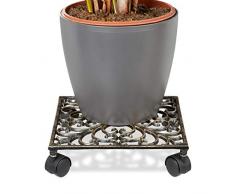 Relaxdays Soporte Cuadrado con Ruedas para Plantas Hecho de Hierro Fundido Resistente a la Intemperie con Medidas 7,5 x 27,5 x 27,5 cm y Peso 1,6 Kg, Color Bronce