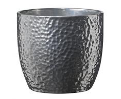 soendgen cerámica flores Maceta, Boston metálico, plata, Arcilla, plata, 27 x 27 x 26 cm