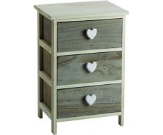 King Home - Cómoda con forma de corazón, color gris y blanco