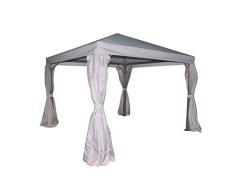 greemotion Carpa pabellón Portland para jardín, Pérgola para terraza y patio, Acero duradero con tela de poliéster, Estable y resistente, 300 x 300 cm, gris/gris claro