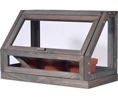 dobar® 29168FSCe - Invernadero de diseño Mini, de Madera Maciza, Incluye 3 macetas, pequeño Invernadero para Ventanas, para Plantas jóvenes y Hierbas, 38 x 20 x 24,5 cm, Color Antracita