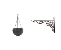 KETER - Maceta Colgante De 3 Cadenas Hanging Sphere, 8,6 litros, Color Grafito, Esschert Design Haken Für Hanging Basket, Wandhalterung Für Hängekörbe, Befestigung Für Hängeampeln, Groß, Ca. 35 Cm