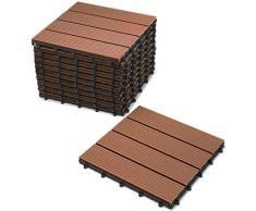 SAM® Baldosas en WPC con sistema de click, set de 22 piezas de aprox. 2 m², color teca, baldosas de jardín con 4 tablones, suelo con estructura de drenaje
