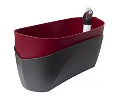 Plastia Doppio - Jardinera de riego, Color Rojo