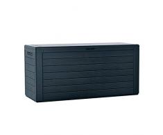 Prosperplast Woodebox Baul de Jardin 280 litros Boardebox de plastico en Color Antracita 116 x 43,8 x 55 cm