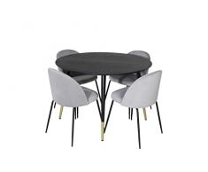 Venture Home GR19949 Dipp & Polar Redondo Gastronomía Mesa con 4 Sillas, 75 cm Altura x 115 cm Diámetro, Negro/Blanco