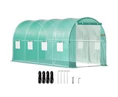 VEVOR Invernadero de Túnel 4,6 x 2,1 x 2,1 m Invernadero de Jardín Tipo Túnel con 8 Ventanas de Malla Marco de Acero Invernadero Caseta de Jardín Huerto Verde para Cultivo de Plantas Flores Verduras