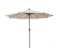 Aktive 61057 - Sombrilla terraza exterior con luces LED solares y protección UV50, Parasol hexagonal con 32 luces led, mástil inclinable y ventilación, Estable y de fácil instalación