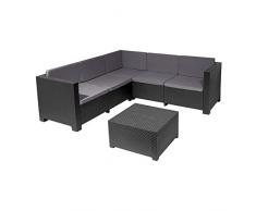 Shaf - Oasis | Set Muebles de Salon Exterior - Conjunto Muebles Jardin Exterior 5 Plazas | Fabricado en España con Materiales Reciclados - Color Grafito