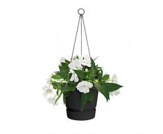 Elho Greenville Hanging Basket 24 - Macetero - Living Black - Exterior - Ø 23.9 x A 20.3 cm