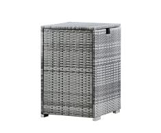 Teamson Home Muebles de Jardín para Exteriores de Mimbre para Botellas de Gas de hasta 9 kg, Cubierta Cuadrada de Tanque, Soporte de Almacenamiento para Braseros de Gas, Gris
