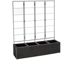 Amazon Basics Maceta de mimbre con revestimiento interior de plástico, 4 cubos, 127 cm, negra