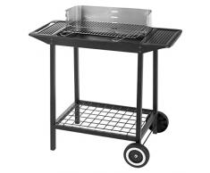 Lola Home LDK Garden Barbacoa de carbón para jardín de Acero Gris, Negro, 86x47x87 cm