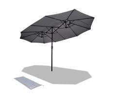 VOUNOT Sombrilla Parasol Rectangular, Sombrillas Jardin Grandes para Terraza Playa Piscina Mercado Patio Exterior, 460 x 270 cm, Protección Solar UV50+, Doble Gris