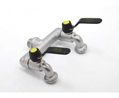 S&M 551482 - Grifo Pared 1/2, Doble Salida con Llave 3/4