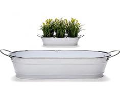 Ibergarden S3605592 Jardinera, Blanco/Plata, 32.5 x 10.5 x 11 cm