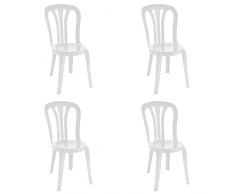 RESOL Garrotxa Set 4 Sillas de Jardín Apilables | Terraza, Patio, Exterior, Balcón, Comedor | Muy Ligera y Cómoda | Diseño Moderno y Funcional | Filtro Protección UV - Color Blanco