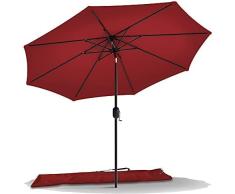 VOUNOT 270 cm Sombrilla Playa Grande, Parasol Terraza Inclinable con Manivela, Protección UV para Patio, Jardín, Piscina, Exterior, Rojo