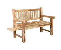 Ambientehome Banco de dos asientos de madera de teca estable, banco de jardín de madera de teca, aproximadamente 120 cm de ancho