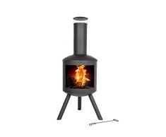 La Hacienda Barola Negro - Estufa de Exterior - Chimenea Exterior - Brasero - Brasero Exterior - 44x56x126cm