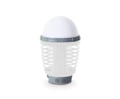 Mosquito Light Bulb - Lámpara Anti Mosquitos, Batería Recargable USB 1800 mAh, Función 2 en 1 , Soporte Magnético y Gancho para Colgar, Camping, Uso Interior y Exterior Lavable Waterproof IP67, Blanco