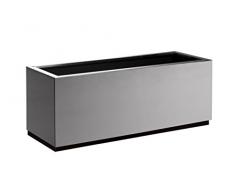 Hobby Flower Steel Brillo - Maceta Rectangular con Sistema de Auto-riego, 75 x 35 x 40 cm