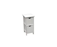 CAJONERA Vertical Blanca Estrecha - 2 CAJONES-Cajonera o mesita de Noche de Madera Blanca con 2 cajones a Rayas Verticales.(23×26×57 )