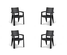 Keter Pack 4 sillas Ibiza de Exterior, para el jardín, gráfito