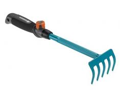 Gardena Combisystem 8925-20 - Rastrillo pequeño, rastrillo Manual, 5 púas para rastrillar y mullir la Tierra del bancal y macetas, Mango ergonómico, protección anticorrosión, Ancho de Trabajo 8.5 cm