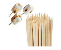 Relaxdays Pinchos de Madera, Set de 250, Palillos Largos, 40 cm, Palos de Bambú para Barbacoa, Ø 5 mm, marrón Natural