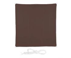 Relaxdays, Marrón, 5 x 5 m Toldo Vela Cuadrado, Impermeable, Protección Rayos UV, con Cuerdas para tensar