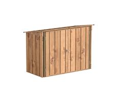 Duramax Caseta de Jardín, de Metálico, para 2 Bicicletas con Doble Puerta con Cerradura, Cobertizo Metálico de Almacenamiento, Cobertizo de Jardín para Bicicletas, Grano de Madera