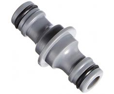 Xclou Conector para 2 Mangueras de Jardín 1/2 de Plástico, Adaptador para 2 Mangueras de Riego de 13 mm, Unión Rápida para Mangueras de Agua, Gris