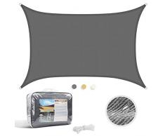 Levesolls Toldo Vela de Sombra Rectangular 4 x 3 m Protección Rayos UV Impermeable Resistente para Patio, Exteriores, Jardín, Color Gris