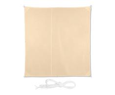Relaxdays Toldo Vela Cuadrado, 3 x 3 m, Hidrorrepelente, Anti-UV, con Cuerdas, Jardín, Terraza, Balcón, Piscina, Beige