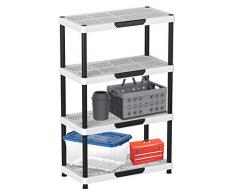 Duramax Shelving Estantería, 4 baldas Desmontables en Color Blanco y Negro