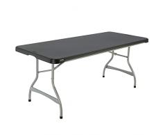 Lifetime 92119 - Mesa plegable rectangular ultrarresistente negra, Mesa exterior e interior para jardín, terraza, eventos y catering, Medidas 182x76cm, altura 73,5cm, Mesas plegables grandes