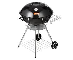 VEVOR Barbacoa de Carbón Redonda Diámetro de 56 cm Barbacoa Redonda con Tapa y Ruedas Parrilla de Carbón de Porcelana Esmaltada Termómetro y Aireadores Integrados Jardín Playa Camping al Aire Libre