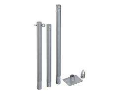 Windhager 10705 - Juego de Postes de toldo, Poste de Acero, Barra de Soporte para toldo, Inoxidable, Altura máxima de 240 cm, Color Plateado