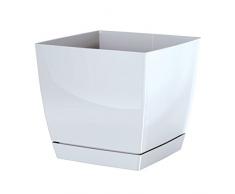 Maceta mod. begonya fresh quadro con plato incluido 18cm. blanco