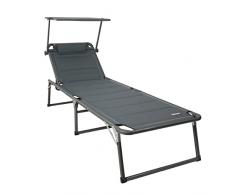 HOMECALL - Tumbona con parasol, de aluminio, acolchado de textileno 2 x 1, espuma de secado rápido, talla XXL (200 x 70 cm), color gris carbón
