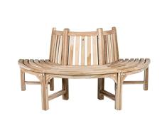 Strandgut Maciza, Banco de jardín, Aprox. 180 cm de Ancho, Madera de Teca sin Tratar, semicircular, Gris