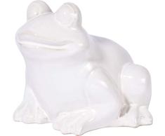 dobar 10410e - Figura Decorativa para jardín (cerámica, 21 x 22 x 17 cm), diseño de Rana, Color Blanco