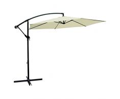 Aktive 53884 - Parasol excéntrico, Sombrilla, Parasol terraza, Ø 270 cm, color crema, mástil acero, Ø 48-42 mm, con manivela, giratorio 360º