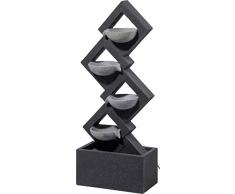 dobar Fuente de jardín de diseño Grande con Bomba y LED, Fuente XL con 4 Cuencos de Agua de Piedra Artificial, Gris, 41,5 x 20,5 x 100,5 cm