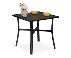 Relaxdays Mesa Jardín Cuadrada, Mesita Exerior Balcón y Terraza, para 4 Personas, de Acero, 46 x 46 cm Aprox, Negro, aleado
