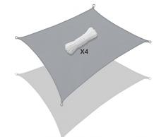 VOUNOT Toldo Vela de Sombra Rectangular 3 x 2 m, Toldo Parasol Terraza Protección Rayos UV Impermeable, para Exterior, Jardín, Patio, Gris
