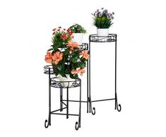 Relaxdays, Negro Escalera para macetas, Cinco estantes, Interior y Exterior, Plegable, 65x125x23 cm