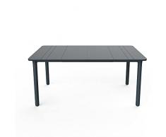 RESOL Noa Mesa de Comedor de Jardín 160x90 Rectangular | 4 o 6 Personas | Elegante y Robusta | Protección UV para Uso Exterior en Patio, Terraza o Porche - Color Gris