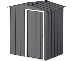 Duramax - caseta cobertizo jardín - ECO ELCHE 5X4 - Metal - color gris antracita - 1.2 (con el voladizo) x 1.6 x 1.8 metros